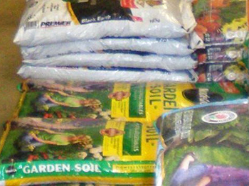 Bagged garden soil and amendments at Lowe’s Bayshore