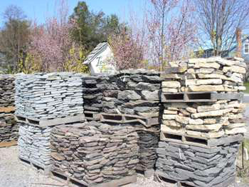 Pallets of landscape stone at Lowe’s Bayshore